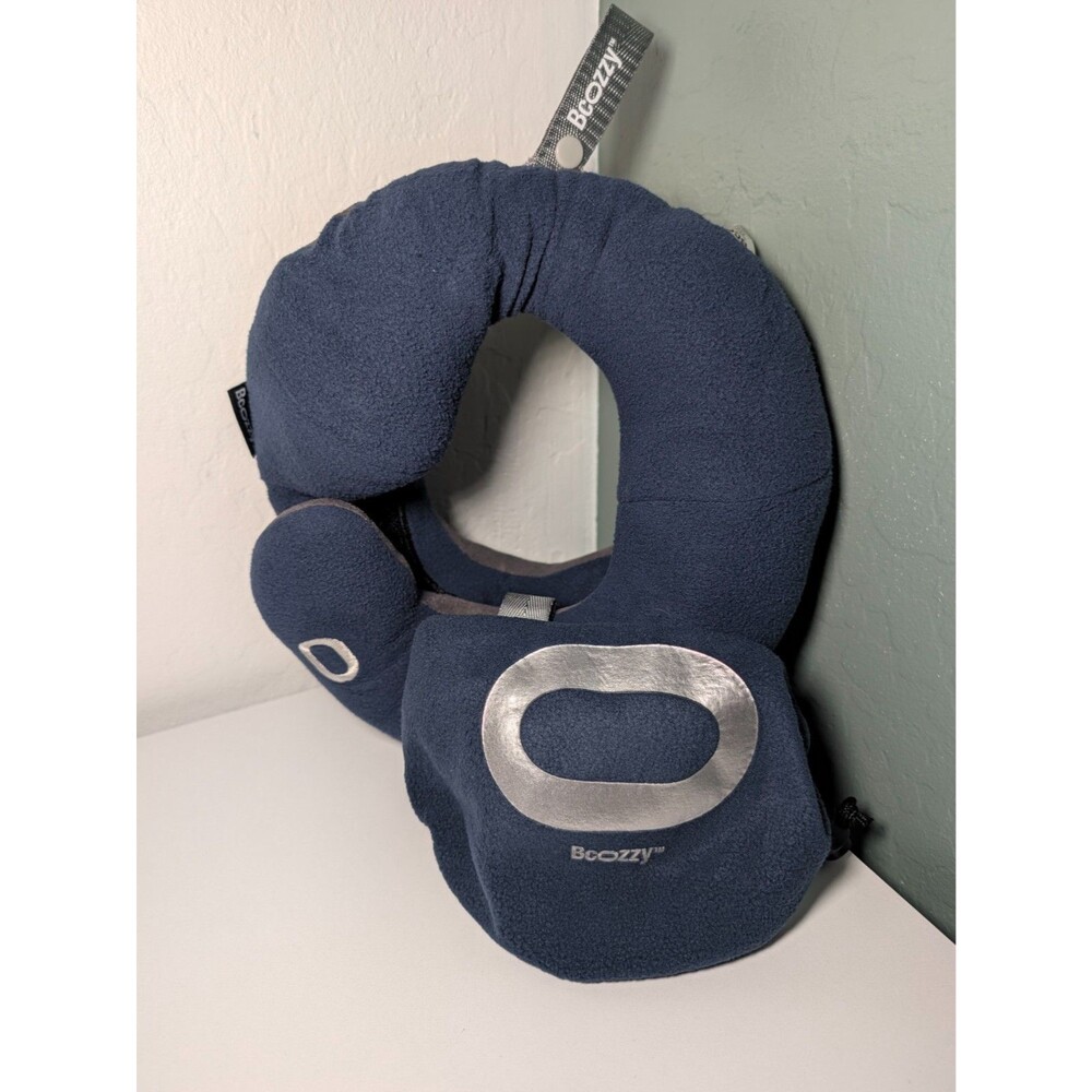 BCOZZY Travel Neck Pillow Double Neck Head Chin Support Size Large w Bag